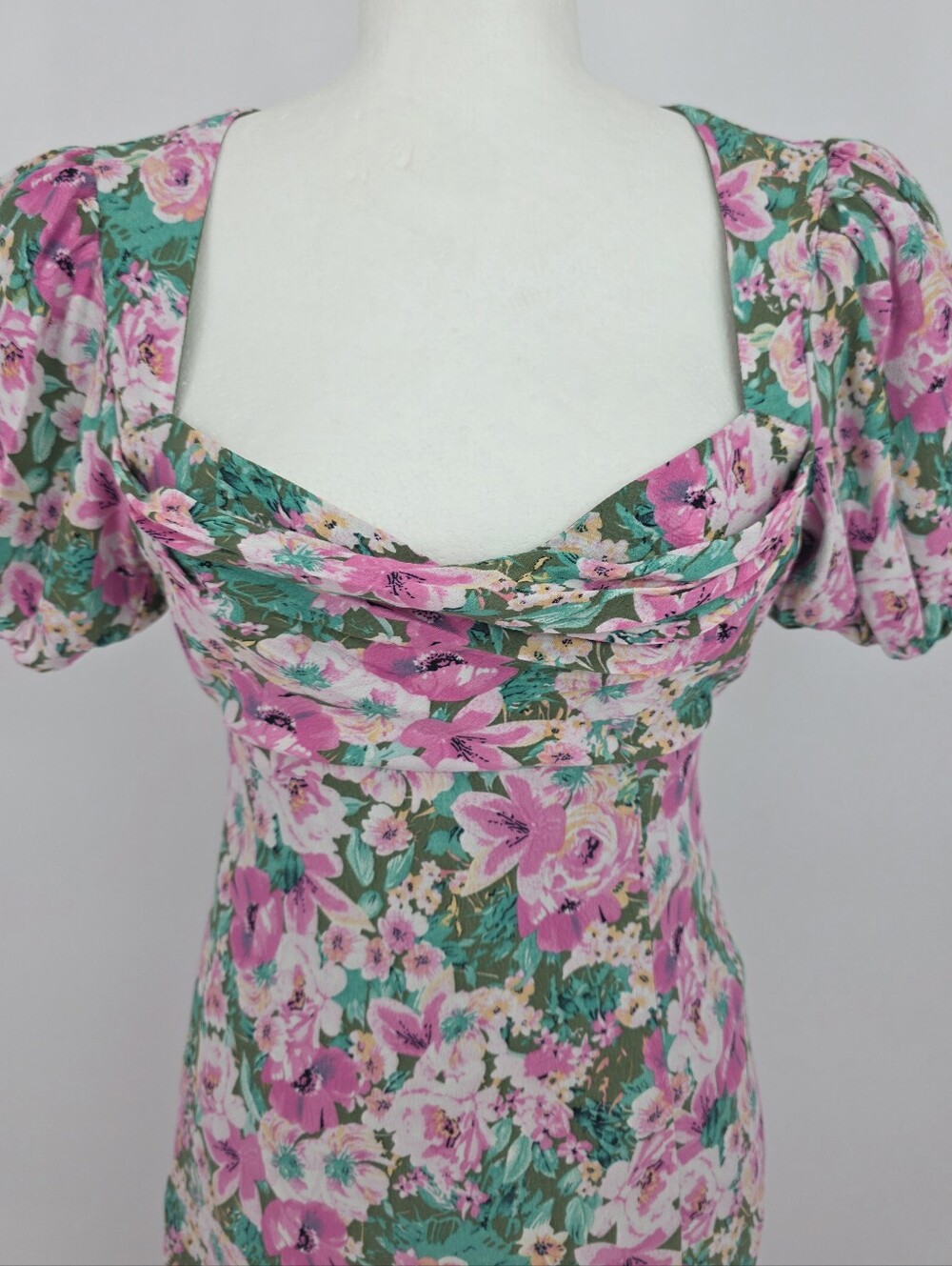 ASTR The Label Floral Cutout Maxi Dress Puff Sleeve Sweetheart Neck Size Small - Picture 3 of 13